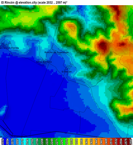 El Rincón elevation map