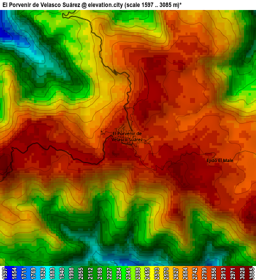 El Porvenir de Velasco Suárez elevation map