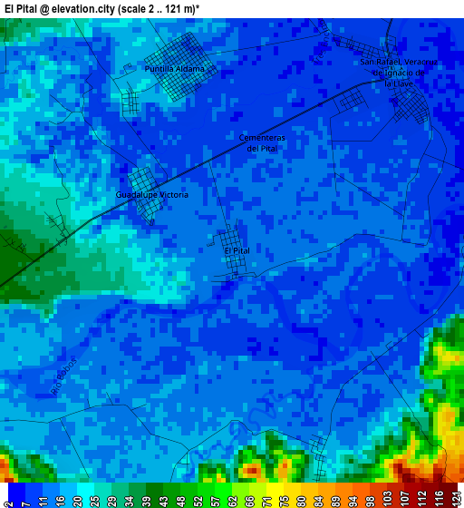 El Pital elevation map