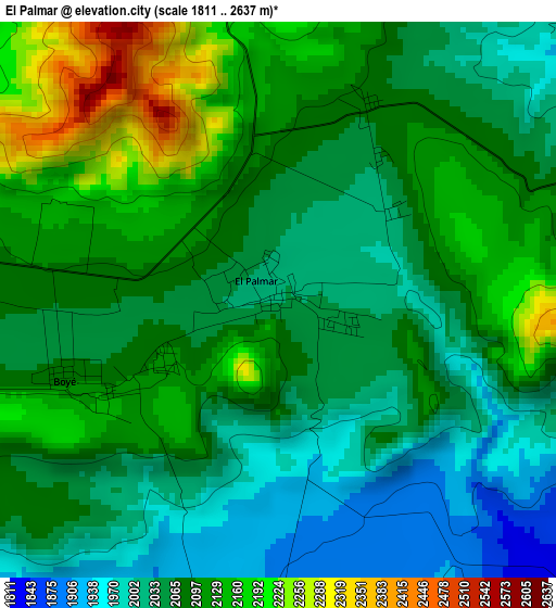 El Palmar elevation map