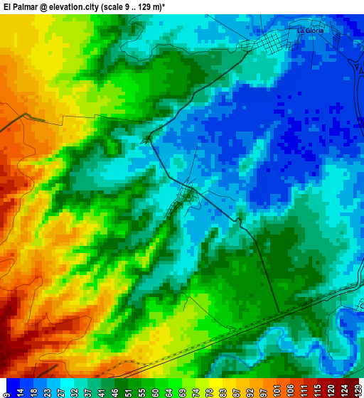 El Palmar elevation map