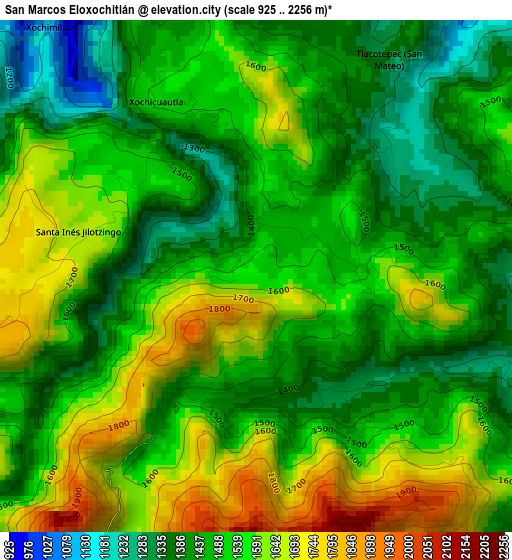 San Marcos Eloxochitlán elevation map