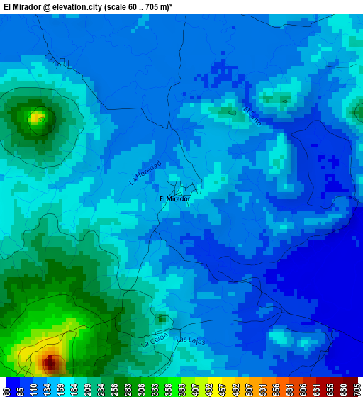 El Mirador elevation map