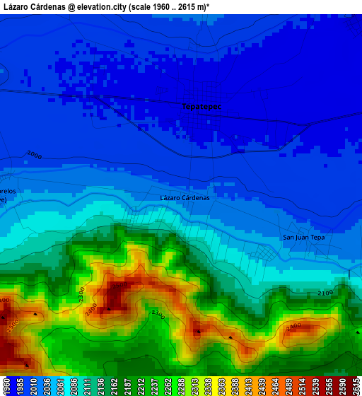 Lázaro Cárdenas elevation map