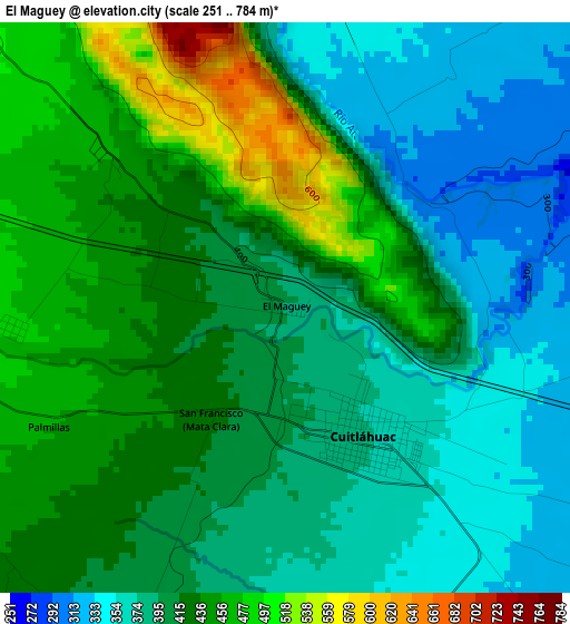 El Maguey elevation map