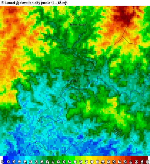 El Laurel elevation map