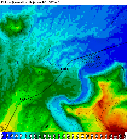 El Jobo elevation map