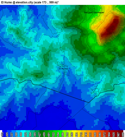 El Humo elevation map