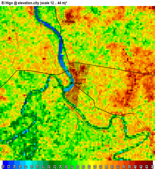 El Higo elevation map