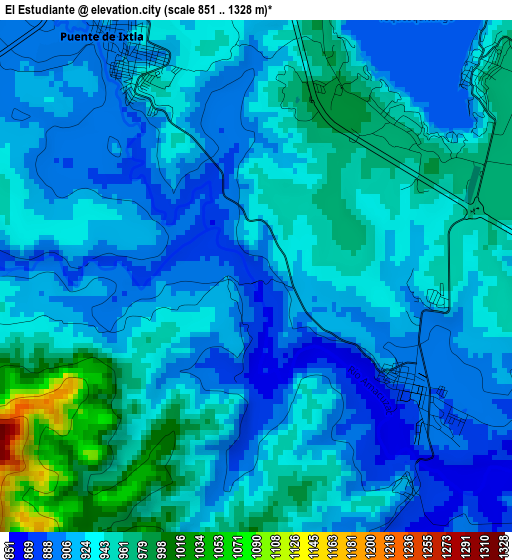 El Estudiante elevation map