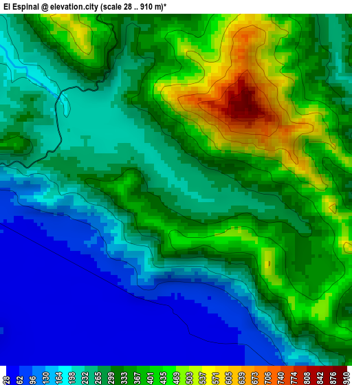 El Espinal elevation map