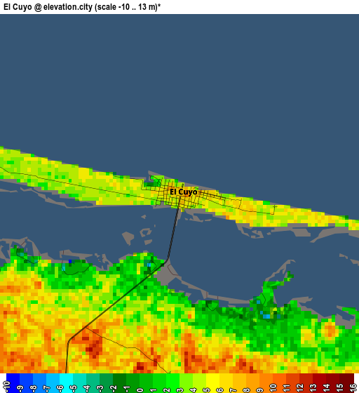 El Cuyo elevation map