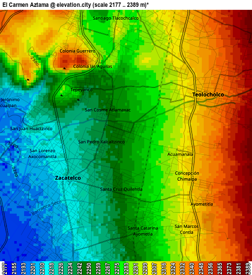 El Carmen Aztama elevation map