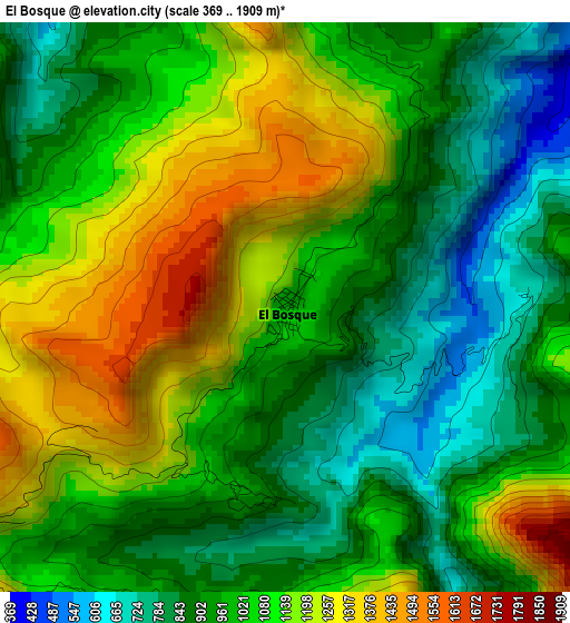 El Bosque elevation map