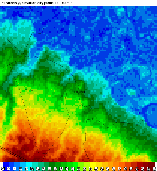 El Blanco elevation map