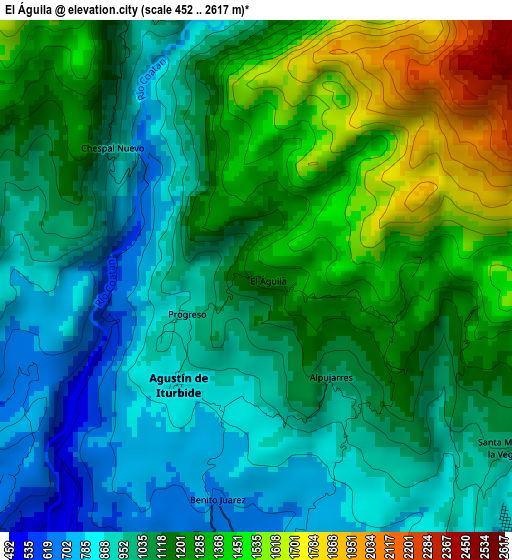 El Águila elevation map