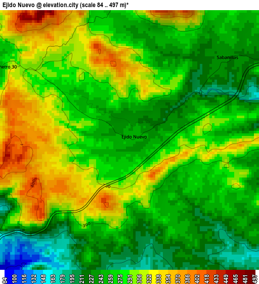 Ejido Nuevo elevation map