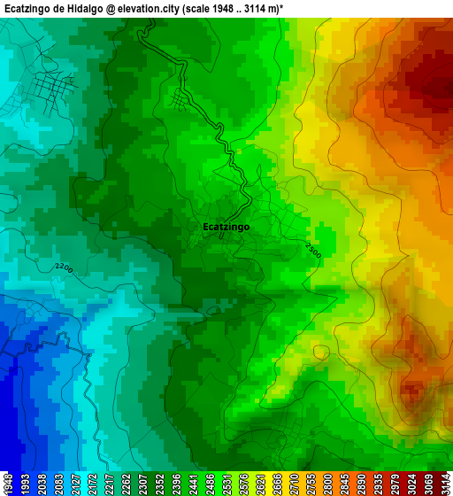 Ecatzingo de Hidalgo elevation map