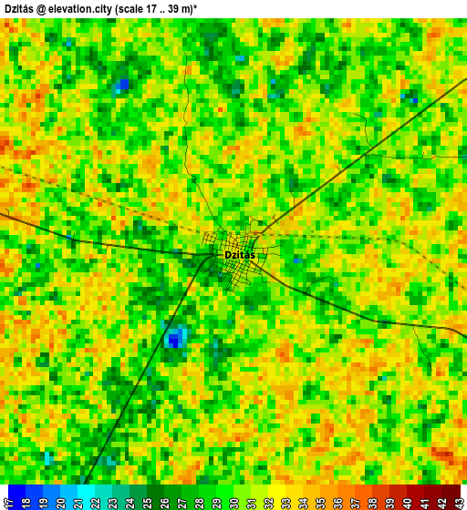 Dzitás elevation map