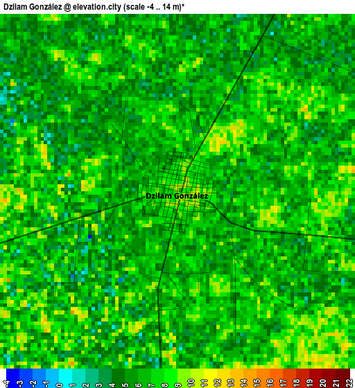 Dzilam González elevation map