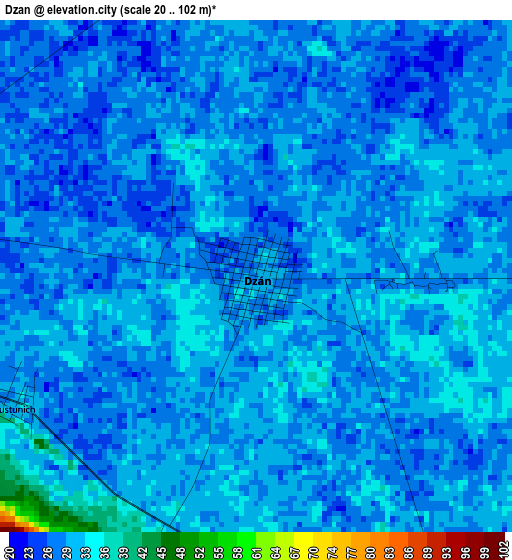 Dzan elevation map