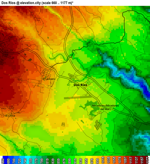 Dos Ríos elevation map