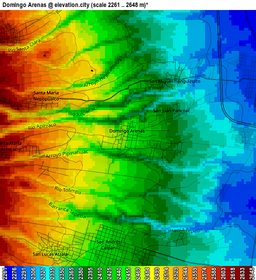 Domingo Arenas elevation map