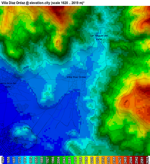 Villa Díaz Ordaz elevation map