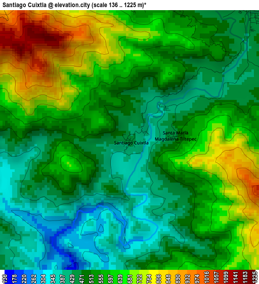 Santiago Cuixtla elevation map