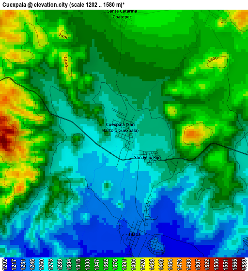 Cuexpala elevation map