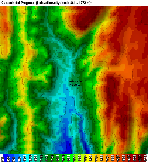 Cuetzala del Progreso elevation map