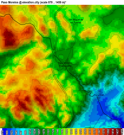 Paso Morelos elevation map