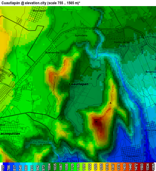 Cuautlapán elevation map