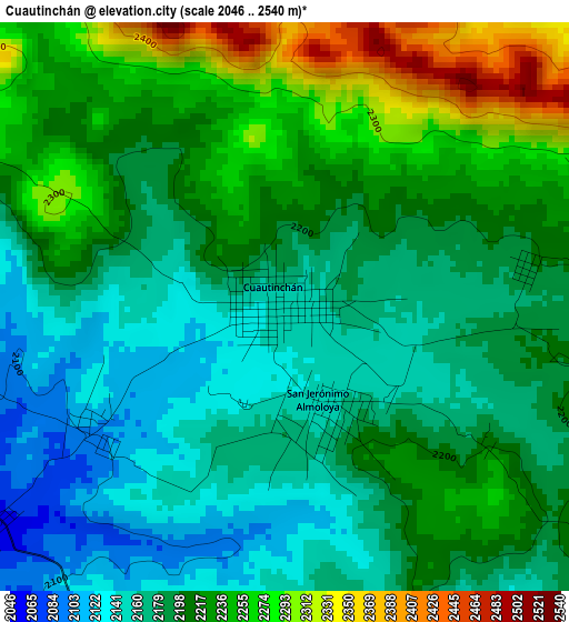 Cuautinchán elevation map