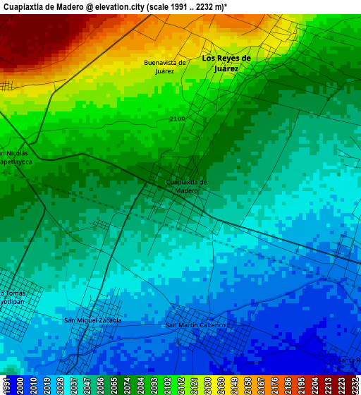 Cuapiaxtla de Madero elevation map