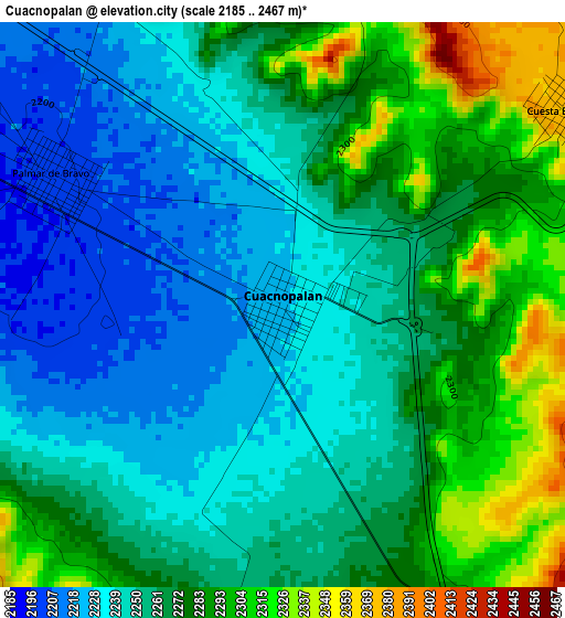 Cuacnopalan elevation map