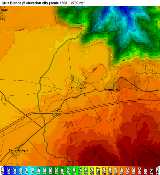 Cruz Blanca elevation map