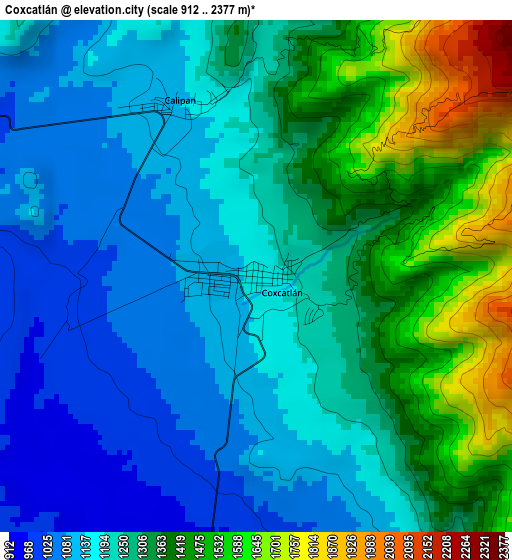 Coxcatlán elevation map