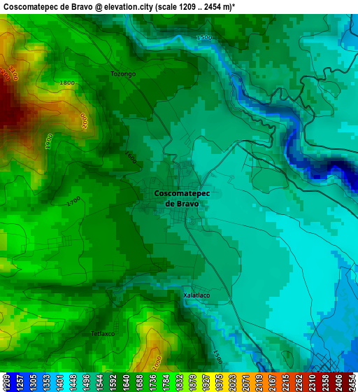 Coscomatepec de Bravo elevation map