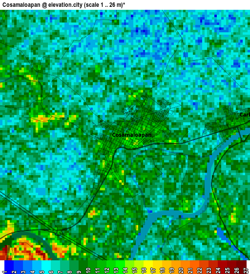 Cosamaloapan elevation map