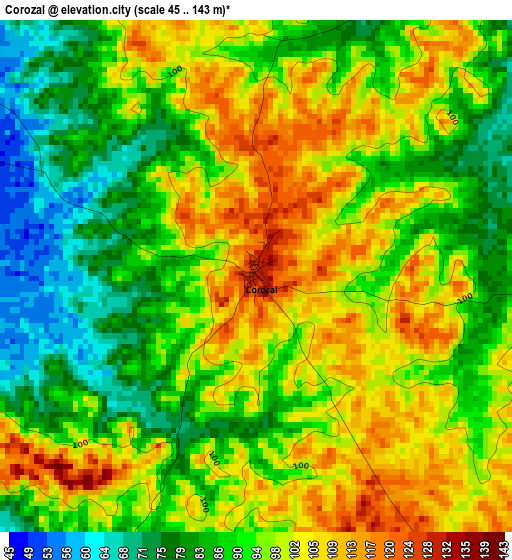 Corozal elevation map