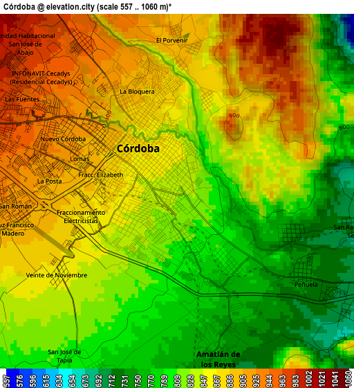 Córdoba elevation map