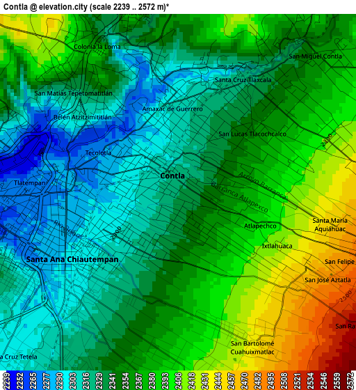 Contla elevation map