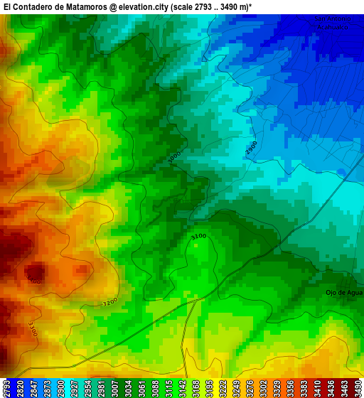 El Contadero de Matamoros elevation map