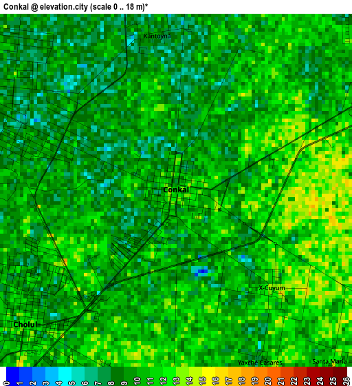 Conkal elevation map