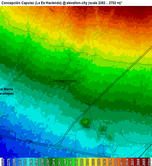 Concepción Capulac (La Ex-Hacienda) elevation map