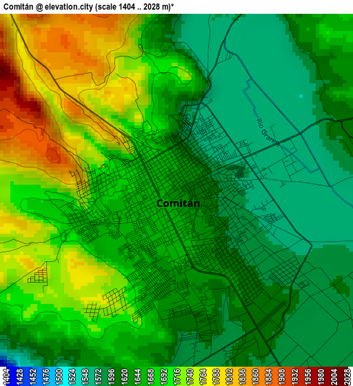 Comitán elevation map