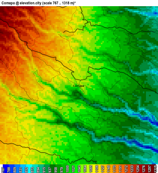 Comapa elevation map