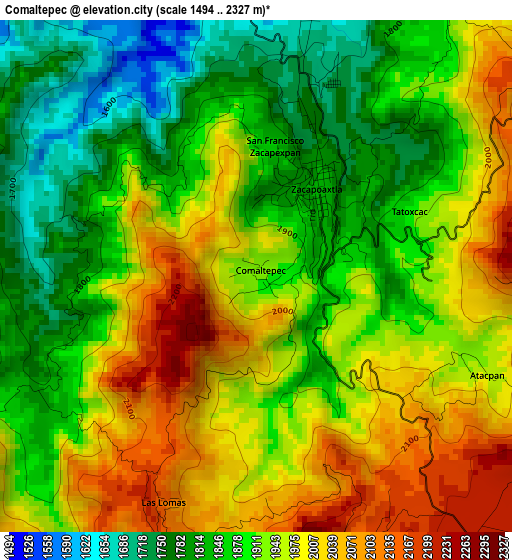 Comaltepec elevation map