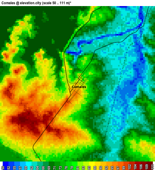 Comales elevation map